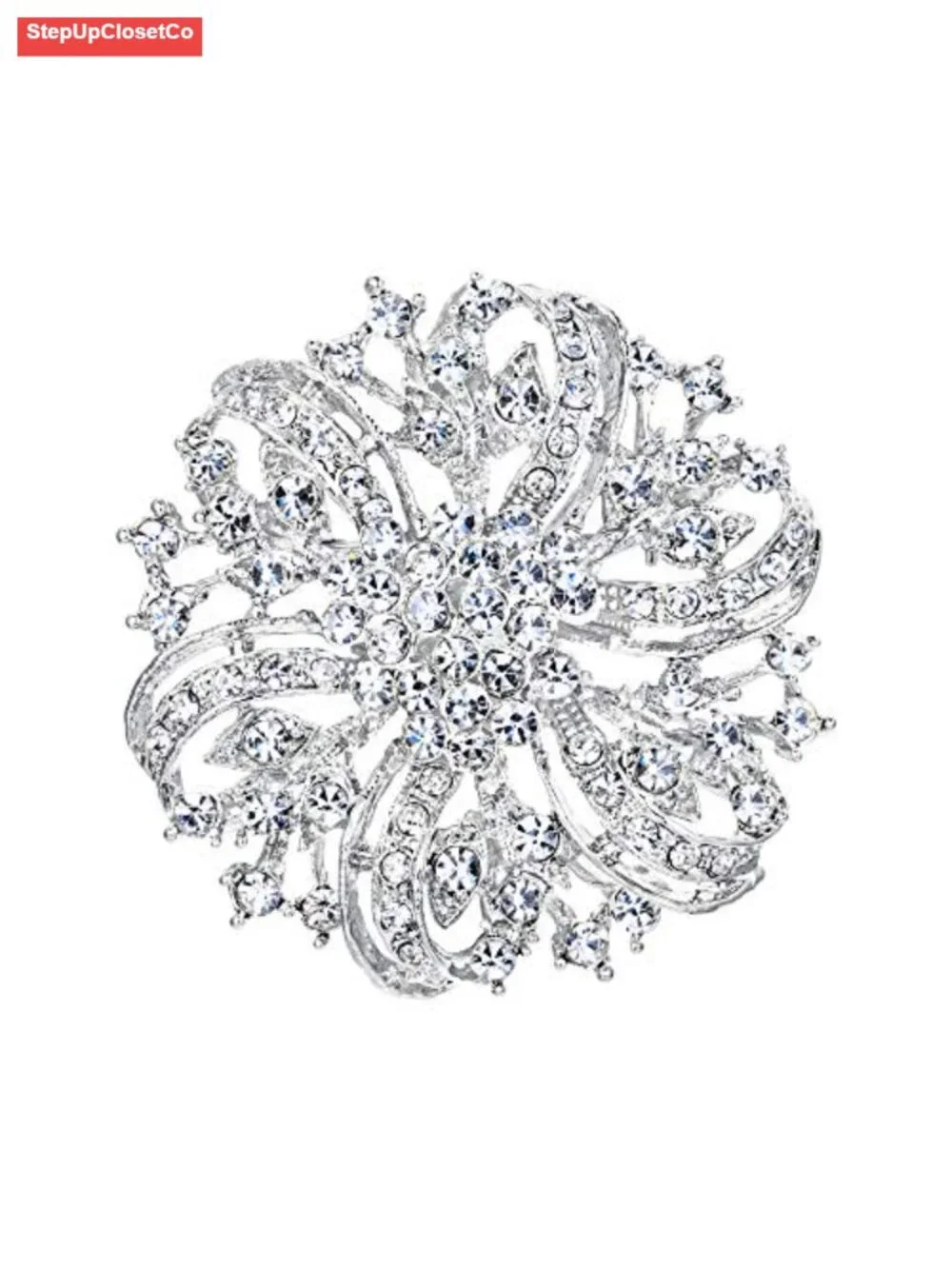 Crystal Bridal Flower Brooch Corsage Vintage Inspired Pin for Wedding Party